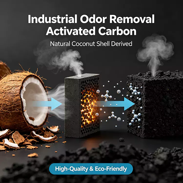 Carbono com casca de coco para controle de odor industrial