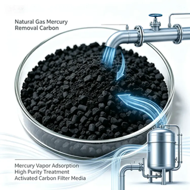 Carbono eliminador de mercúrio para purificação de gás